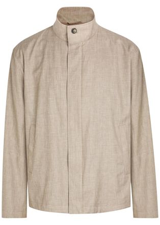 Herno Funnel-neck Linen and Wool-blend Jacket - Ecru - 54 (UK44 / Xxl)