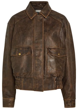 Reformation Daphne Panelled Leather Jacket - Dark Brown - S (UK8-10 / S)