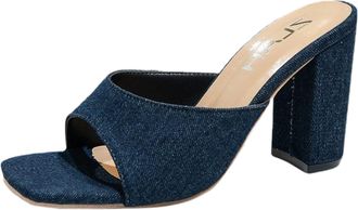Generic WKAYsIV Womens Heel Sandal Heeled Ladies Sandals Square Toed High Heeled Denim Prom Shoes Outdoor Shoes Women Sandal Wedges