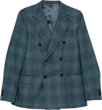 Caruso Double-breasted Checked Blazer