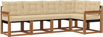 vidaXL Conjunto De Sof&aacute;s De Exterior 5 Uds. Natural Y Beige Vidaxl