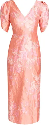 Erdem Floral-Print Textured Satin Midi Dress