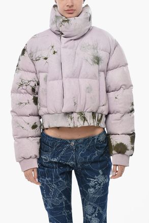 Off-white SEASONAL Leather Padded Jacket MARBLE With Hidden Closure Off-White