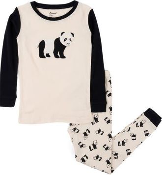 Leveret Kids Two-Piece Cotton Printed Matching Family Pajamas, Animal Friends in Panda at Nordstrom, Size 14