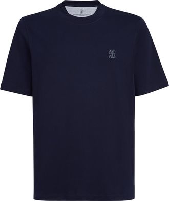 Brunello Cucinelli Jersey T-shirt with logo in Cobalt at Nordstrom, Size Xxx-Large Eu