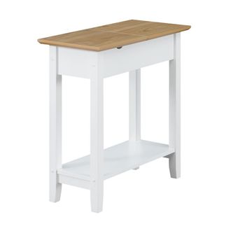 Convenience Concepts American Heritage Flip Top End Table With Charging Station, Driftwood/White