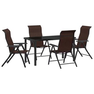 Berkfield Home 5 Piece Garden Dining Set Brown Poly Rattan