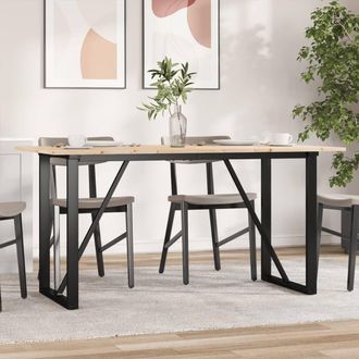 vidaXL Mesa De Comedor Marco O Madera Maciza Pino Y Acero 160x80x75cm Vidaxl