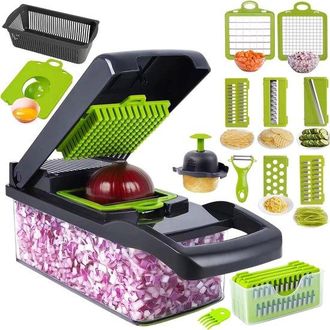OEM Mandolina 16 En 1: Cortadora De Verduras Multifuncional Con Cuchillas Intercambiables, Rallador, Rebanadora, Picadora, Verduras Y Ensaladas