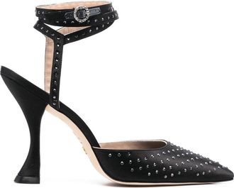 Stuart Weitzman Glam XCurve 100mm pumps - women - Satin/Leather/Leather - 37,5 - Black