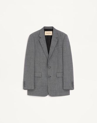 Valentino Valentino Single-Breasted Jacket In Moulin&eacute; Wool Man BLACK/GREY 44