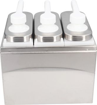 OEM Dispensador De Salsas Con Bomba, Recipientes Para Aderezos De Ensaladas Y Especias Con Base, Apto Para Cocinas Y Servicios De Catering, 3 Bombas