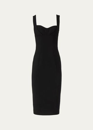 Costarellos Avera Sculpted Crepe Sleeveless Midi Dress