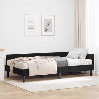 vidaXL Estructura De Cama Esquina Con Colch&oacute;n 2 Uds. Negro Terciopelo Vidaxl