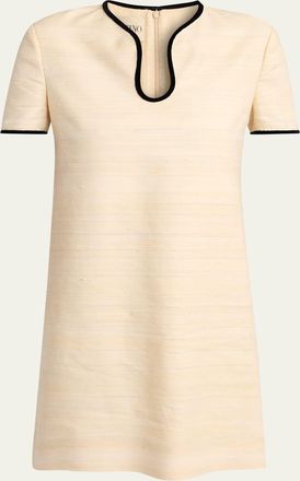 Valentino Garavani Woven Silk Short-Sleeve Mini Dress