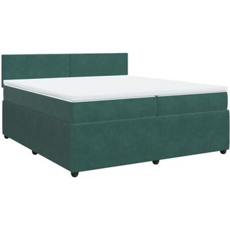 vidaXL Vidaxl - Cama Box Spring Con Colch&oacute;n Terciopelo Verde Oscuro 200x200 Cm