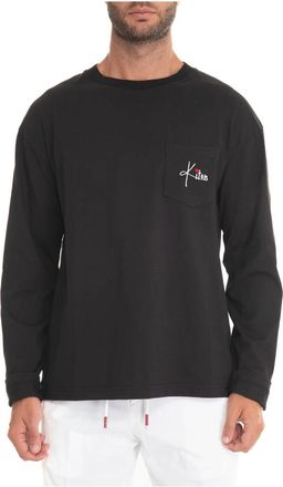 Kiton Lange mouwen ronde hals T-shirt met zak - Heren - Longsleeves - Zwart - 2XL - Katoen - Tops