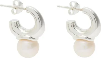 Sapir Bachar Pearl Sterling Silver Hoop Earrings - One Size