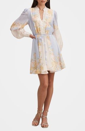 Ever New Shyla Floral Long Sleeve Dress in Blue Mercia Floral at Nordstrom, Size 10