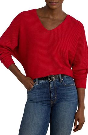 Lauren Ralph Lauren Ottoman Stitch Dolman Sleeve Sweater in Ralph Red at Nordstrom, Size X-Large