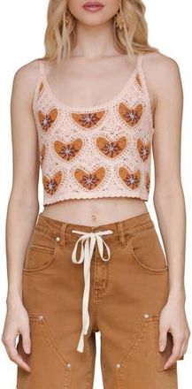 Avec Les Filles Heart Crochet Crop Tank in Merengue at Nordstrom Rack, Size X-Small/small