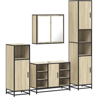 vidaXL Vidaxl - Juego De Muebles De Ba&ntilde;o 4 Pzas Contrachapada Roble Sonoma