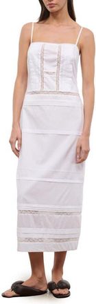 Staud Corinna Lace Detail Cotton Maxi Dress in Ivory at Nordstrom, Size X-Small