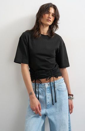 Topshop Drawstring Hem T-Shirt in Black at Nordstrom, Size X-Small