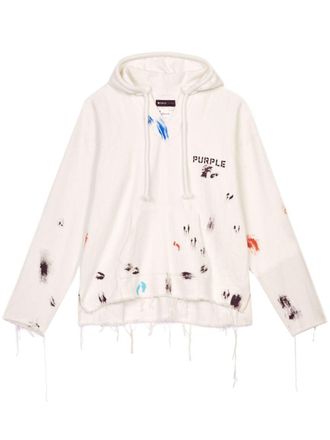 Purple Hoodie met print - Beige