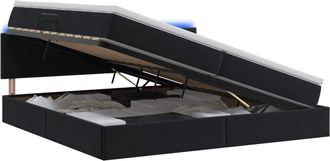 vidaXL Cama De Almacenamiento Led Con Colch&oacute;n Negro 200 X 200 Cm Vidaxl