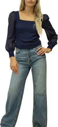 Nation Ltd Laura Long Sleeve Top In Its Navy