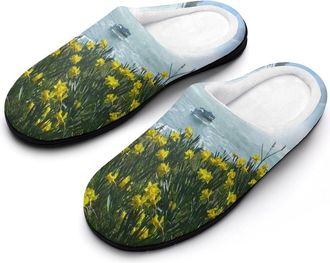 Generic Niagara Falls Waterfall Mens Slippers Slip On Comfortable Fleece Cotton House Shoes Winter