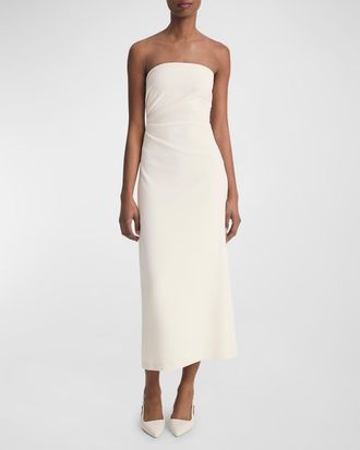 Vince Strapless Draped Midi Dress