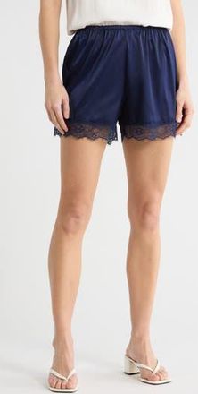 NSR Lace Trim Satin Shorts in Navy at Nordstrom Rack, Size X-Small