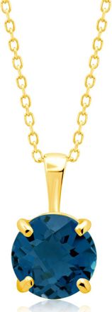 MAX + STONE 14k Yellow or White Gold 8mm Gemstone Round Pendant Necklace with 18 Inch Chain