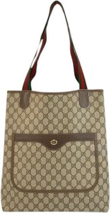 Gucci Pre-owned Tote Bags, female, Beige, Size: ONE SIZE Pre-owned GG Supreme Canvas Tote Bag