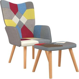 vidaXL Silla de relajación con reposapiés tela patchwork Vidaxl
