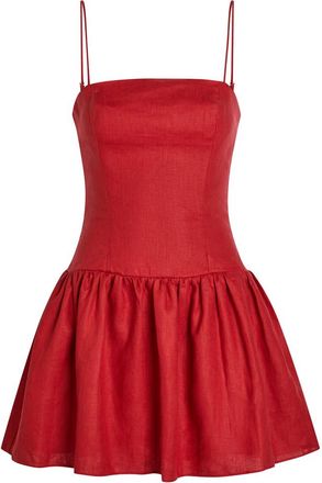 Faithfull The Brand Uma Linen Mini Dress - Red - S (UK8-10 / S)