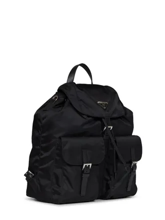 Prada Re-Nylon with Saffiano Leather Trim Backpack - Black
