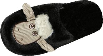 Generic Black Plush Slide Slippers for Women, Warm Fleece Interior, Lightweight and Comfortable, Perfect for Lounge Wear at Home