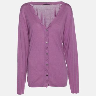 Elie Tahari Purple Stretch Silk Sammy Sweater