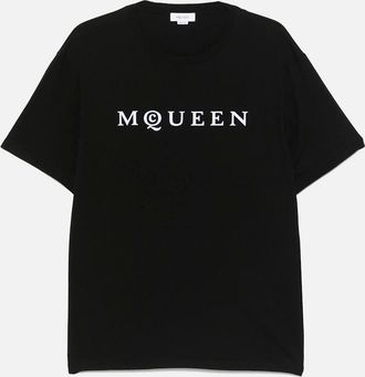 Alexander McQueen Mens Alexander McQueen Flocked Logo T-Shirt in Black - Size: 42