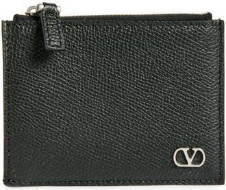 Valentino Garavani VLOGO Leather Card Case in Black at Nordstrom