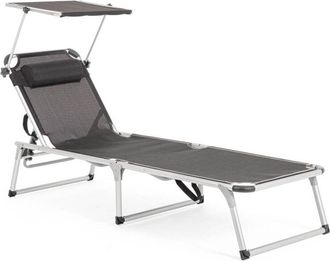 BIZZOTTO Lettino Plegable Con Toldo Cayo Antracita - 58a X 193b X 76h Cm