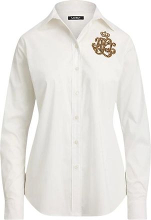 Ralph Lauren Overhemden, Dames, Wit, M, Katoen, Straight Fit Logo Shirt
