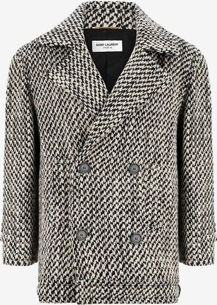 Saint Laurent Zweireihiger Kurzmantel aus Tweed
