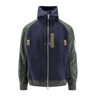 sacai Hoodies & sweatvesten, Heren, Veelkleurig, M, Nylon, Sponge Sweat x Nylon Twill Full Zip Hoodie