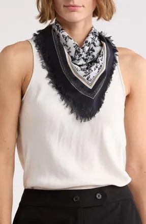 BCBGeneration Sketched Floral Cotton Square Scarf in Black at Nordstrom Rack
