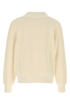 Bottega Veneta Mens Cream Cotton Blend Sweater Chalk Maglieria