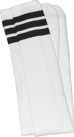 Skatersocks Skater Socks 35 Thigh high White tube socks with Black stripes style 1